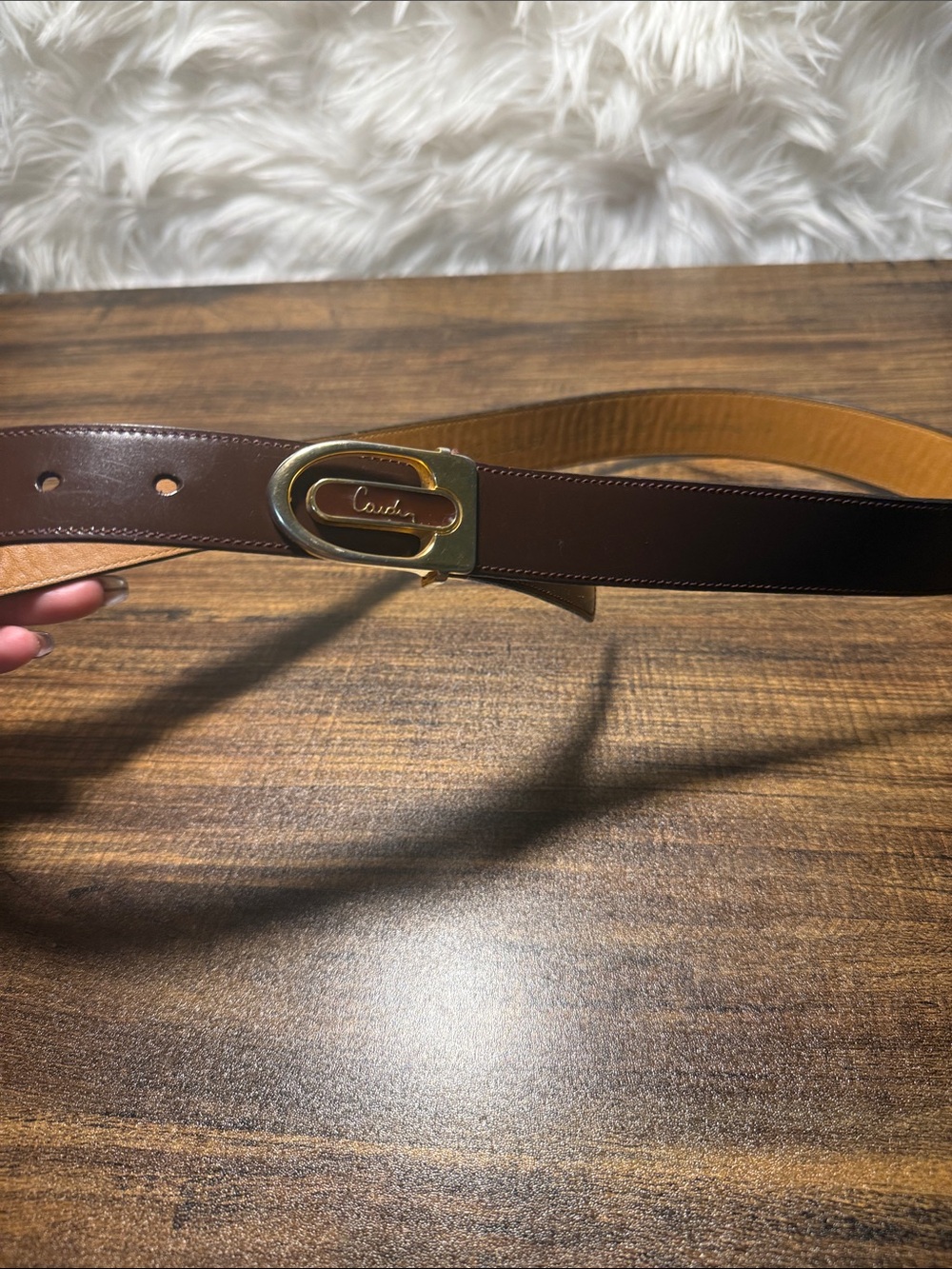 Pierre Cardin Brown Leather Belt with Gold Buckle